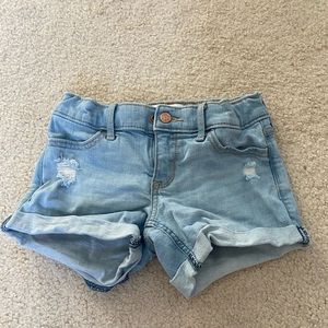 Abercrombie kids light wash mid-rise midi short 7/8